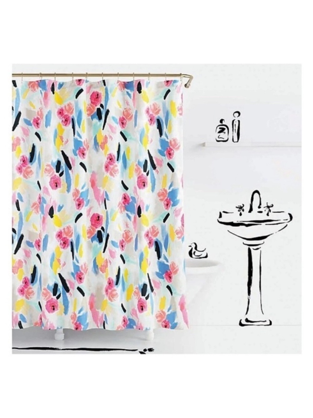 Kate Spade New York Paintball Floral Shower Curtain Machine Washable